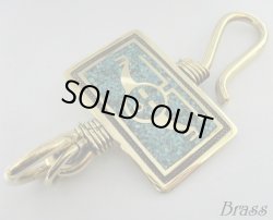 画像1: インレイターコイズ入りサンフェイス　ブラスキーフック