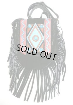 画像1: 牛革スウェードウエスタン　ショルダーバッグ