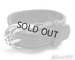 画像1: silver925バックル本革レザーブレス