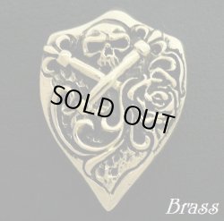 画像1: シールドスカル　ブラスコンチョ　直径　32mm