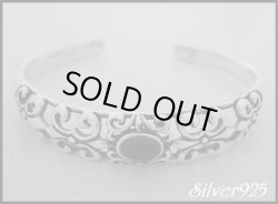 画像1: オニキス入り透かしフレアバングル