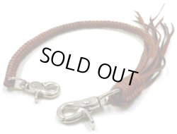 画像1: 牛革9本スクエア編み込みウォレットチェーン　茶