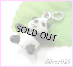 画像1: シルバーストラップチャーム　パンダ 