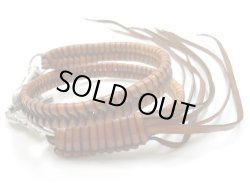 画像1: 牛革7本平編み込みウォレットチェーン　茶