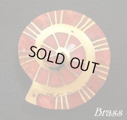 画像1: アンモナイト型コーラル　ブラスコンチョ　直径　25mm×23mm