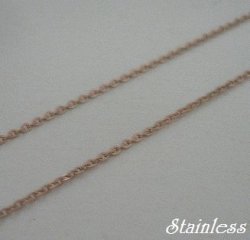 画像1: ステンレスあずきチェーン　ピンクゴールドコーティング　極細　40/45/50cm