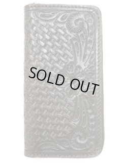 画像1: 牛革カービングレザーウォレット　ファスナータイプ　