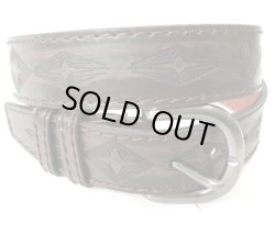 画像1: 牛革ダイヤ型押し　レザーベルト　こげ茶