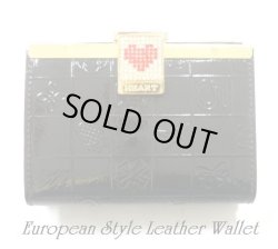 画像1: HEARTハートラインストーン入り　ショート財布　ブラック