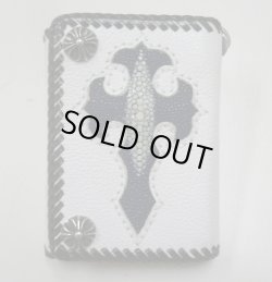 画像1: 牛革×エイ革スティングレイクロス　レザーウォレット