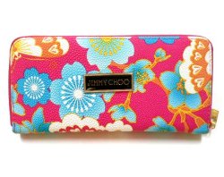 画像1: 花柄トロピカル　ロング財布　ピンク