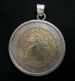 画像1: イタリア２ユーロ　コインペンダント 25mm