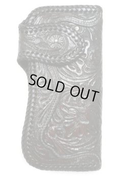 画像1: 牛革花柄カービング レザーウォレット