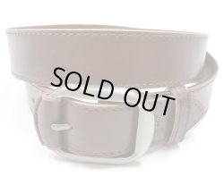 画像1: 牛革無地レザーベルト　茶