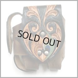 画像1: 牛革トライバルカービング　タバコライターケース