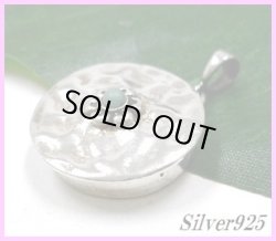 画像1: ターコイズ　エンボスサークルペンダント