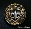 ブラックジルコニア付フレアマークコンチョ　Brass×Silver925 　直径23mm