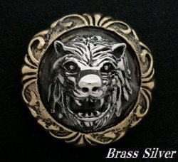 画像1: ライオンコンチョ Brass×Silver925　直径　24mm