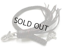 画像1: 牛革9本スクエア編み込みウォレットチェーン　こげ茶