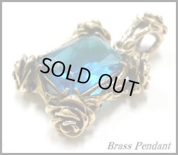 画像1: ブルージルコニア薔薇留めペンダント　