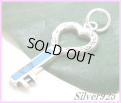 画像1: ターコイズ　ハートキーペンダント