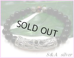 画像1: 【S＆A silver】天然石8mmオニキス数珠ブレス サイズS/M/L 