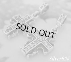 画像1: ジルコニア付クロス　ペアペンダント