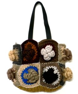 画像1: 手編みウールハンドバッグ
