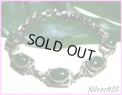 画像1: 天然石グリーンクォーツ5石付シルバーブレス