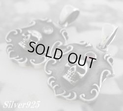 画像1: アラベスクシールドスカル ペアペンダント ジルコニア付き