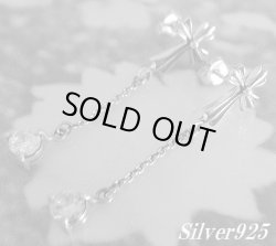 画像1: シルバーピアス　ジルコニアチャームクロス