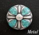 インレイターコイズ入りクロス　メタルコンチョ　直径　18mm