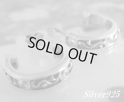 画像1: シルバーピアス ジルコニア付トライバル