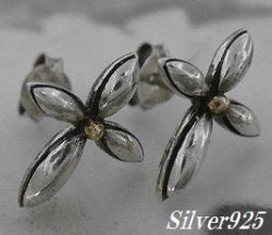 画像1: シルバーピアス　クロス