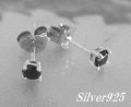 シルバーピアス　ブラックジルコニア3mm