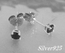 画像1: シルバーピアス　ブラックジルコニア3mm