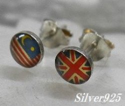 画像1: シルバーピアス　国旗[イギリス＆マレーシア]