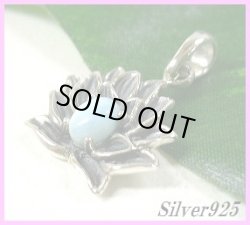 画像1: ラリマー　蓮の葉ペンダント