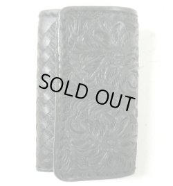 画像1: 極厚牛革花柄カービング6連キーケース　黒