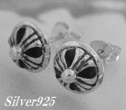 画像1: シルバーピアス ラウンドクロス