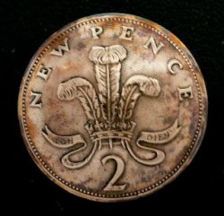 画像1: イギリス２ペンスb　コインコンチョ　直径26mm