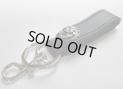 画像1: 牛革ベルトループ　キーホルダー 黒　silver925コンチョ