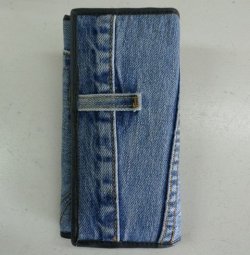 画像1: ジーンズリメイクデニム ハンドメイドウォレット 二つ折り
