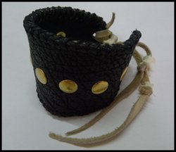 画像1: 牛革×サメ革シャークレザーブレス　