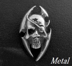 画像1: カリビアンスカルメタルコンチョ　直径　26mm×16mm