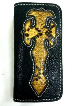画像1: 牛革×蛇革パイソンクロス　レザーウォレット