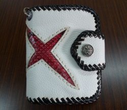 画像1: 牛革×蛇革パイソンmix　レザーウォレット