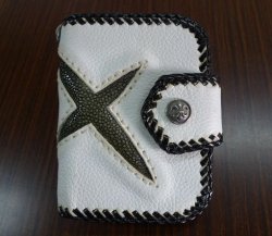 画像1: 牛革×エイ革スティングレイmix　レザーウォレット