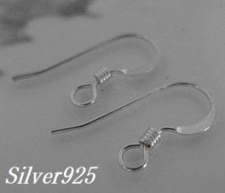 画像1: シルバー925製ピアス用フックパーツ2個セット
