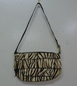 画像1: 牛革×馬毛パッチワークゼブラ柄ハンドバッグ